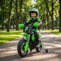12V Kids Electric Motorcycle, Ride On Toy, Training Wheels, Green Electric Motorcycles Multi Colour at Gallery Canada