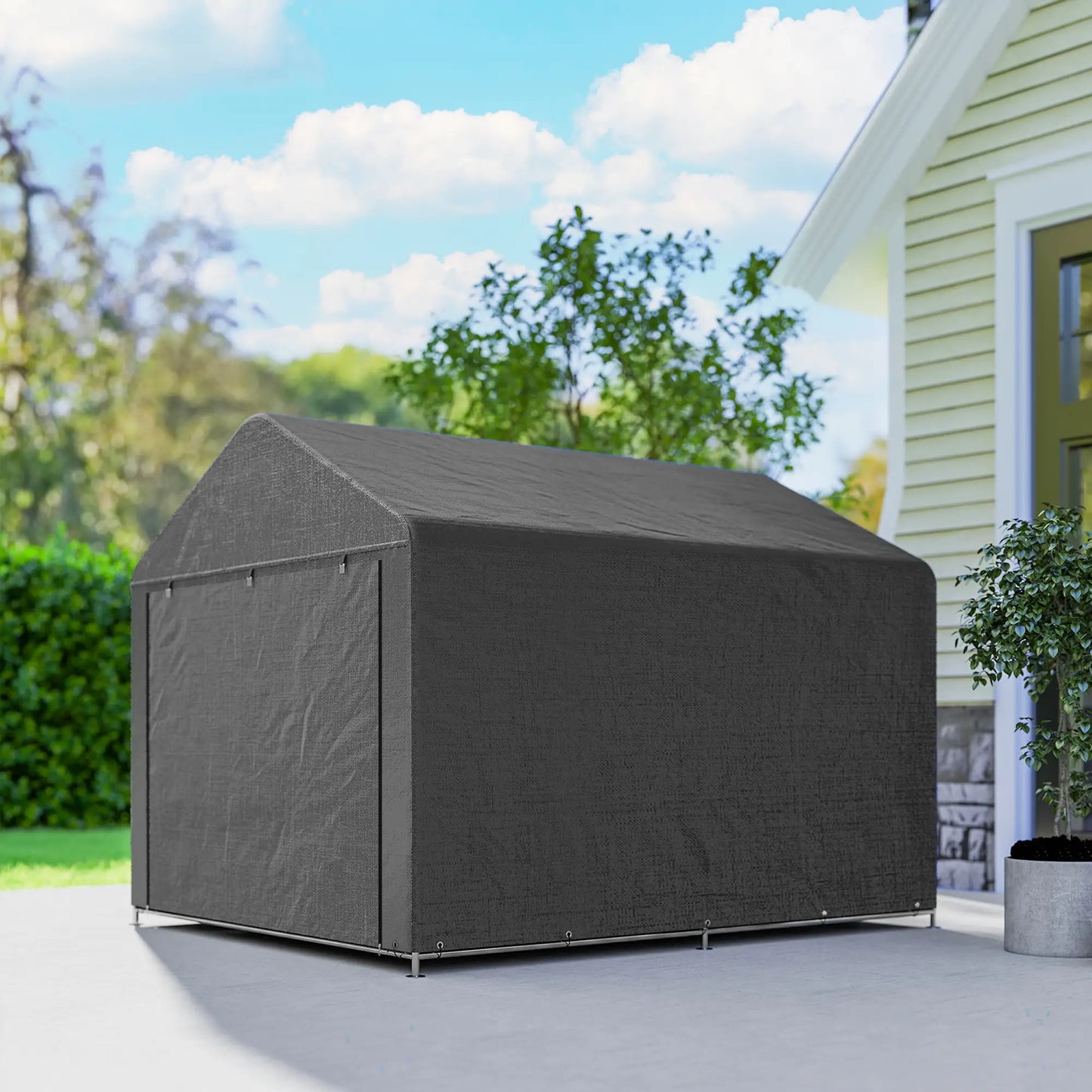 6.6' x 7.8' Portable Shed, Waterproof Bike Tent, Dark Grey Sheds at Gallery Canada