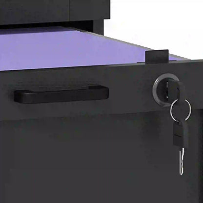 Vertical Filing Cabinet, 2 Drawers, Lock, A4 Letter, Black