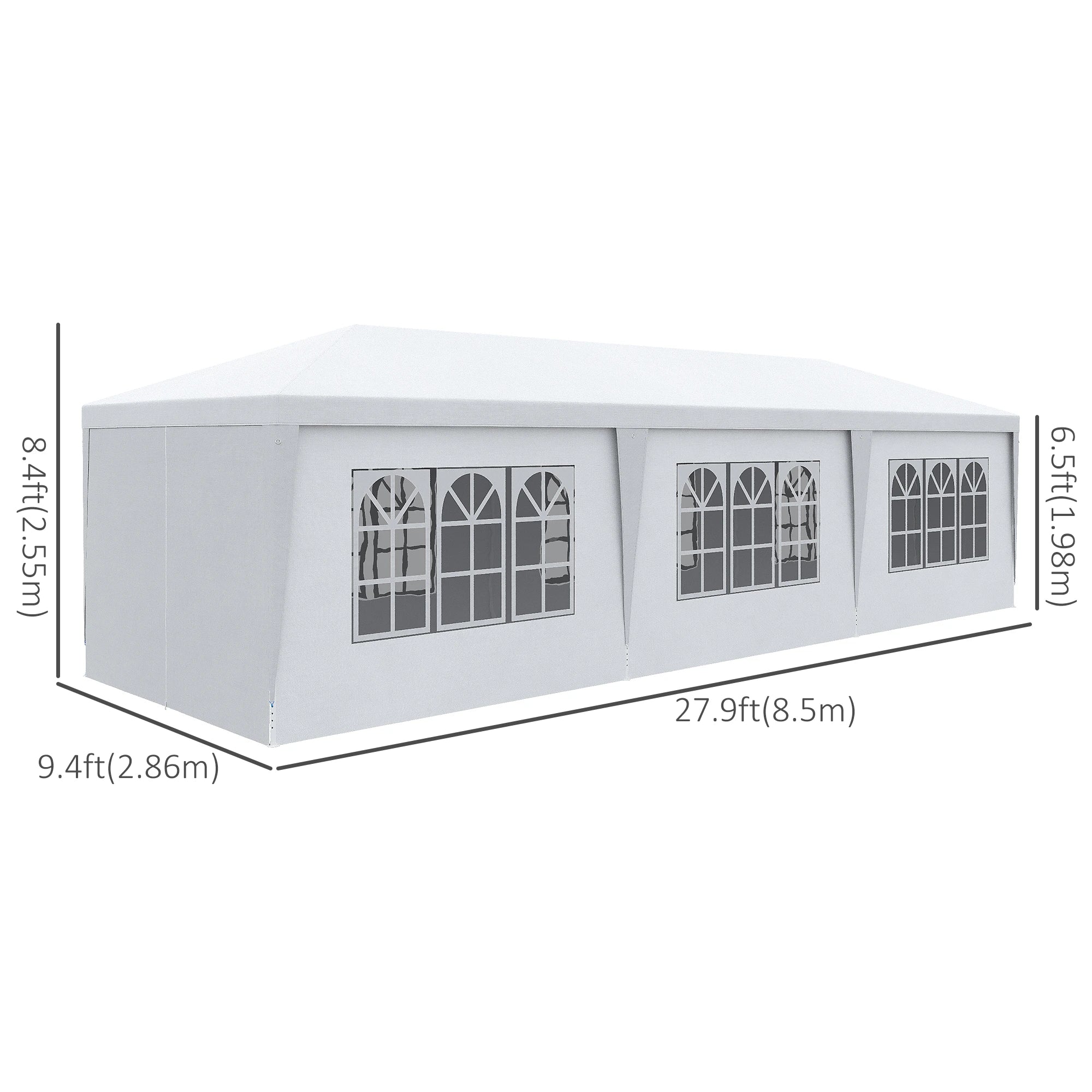 10' x 28' Party Gazebo Tent, Portable Wedding Canopy, Outdoor Sunshade with Sidewalls, White Canopy Tents at Gallery Canada