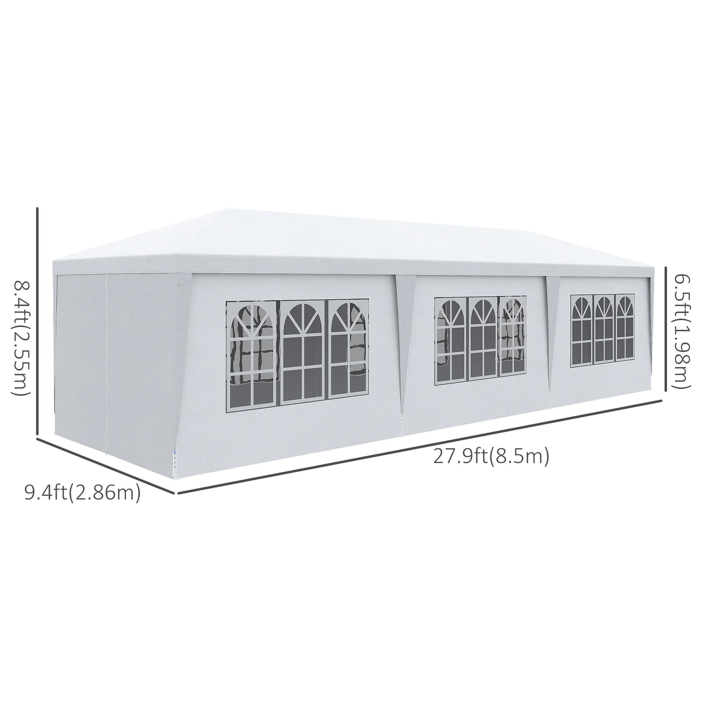 10' x 28' Party Gazebo Tent, Portable Wedding Canopy, Outdoor Sunshade with Sidewalls, White Canopy Tents at Gallery Canada