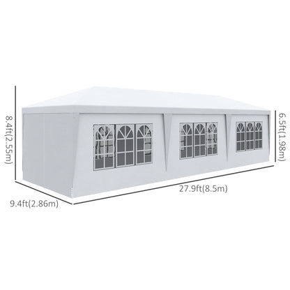 10' x 28' Party Gazebo Tent, Portable Wedding Canopy, Outdoor Sunshade with Sidewalls, White Canopy Tents at Gallery Canada