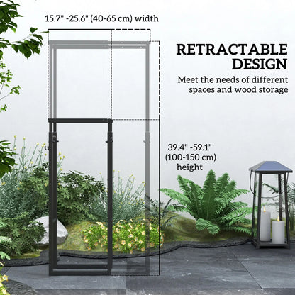 Adjustable Firewood Log Rack, Heavy-Duty Steel, 25.6" x 9.8" x 59.1", Black Firewood Racks at Gallery Canada