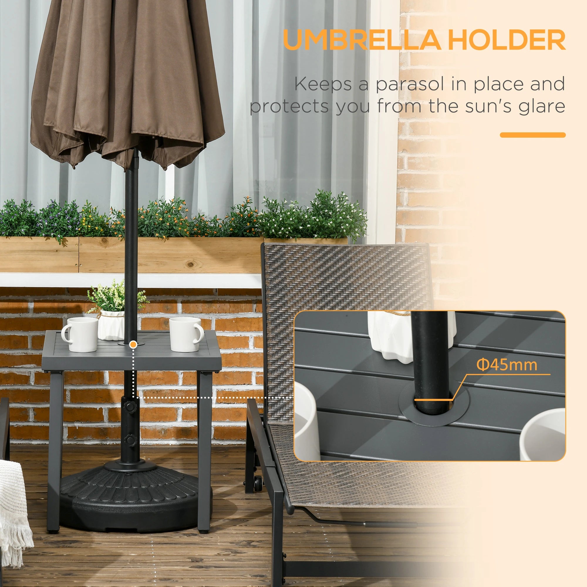 Outdoor Side Table, Patio End Table with Umbrella Hole, Steel Frame, Gray Patio Side Tables at Gallery Canada