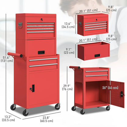 Large Tool Cabinet, 3-in-1 Rolling Chest, Storage Organizer with 6 Drawers, Red Tool Organizers at Gallery Canada