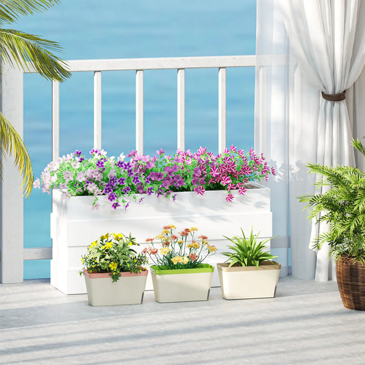 Self Watering Flower Pots, 10.5 Inch Planter Box With Water Level Indicator Garden Accessories White at Gallery Canada