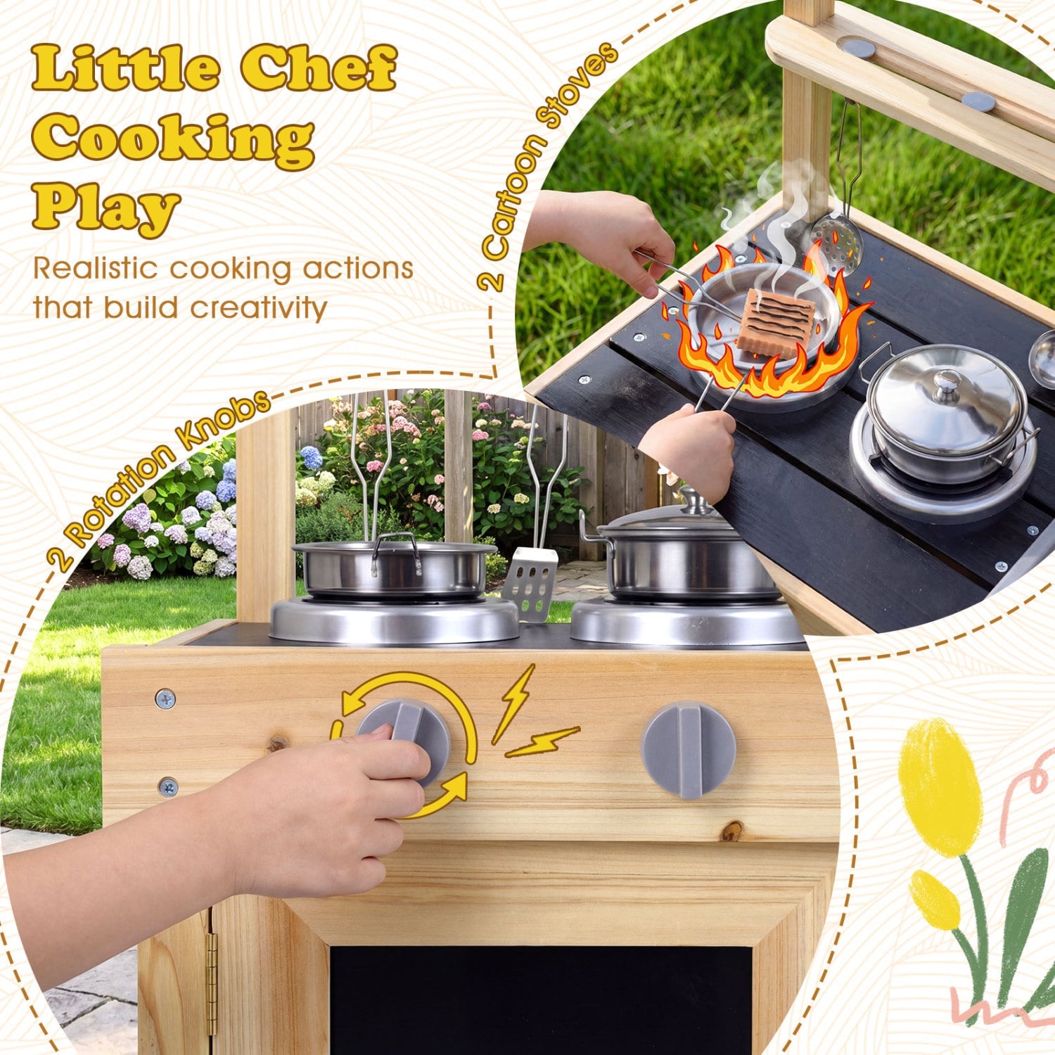 Kids Mud Kitchen Playset, Outdoor Play Kitchen, 2 Removable Sinks, Natural Play Kitchen Sets at Gallery Canada