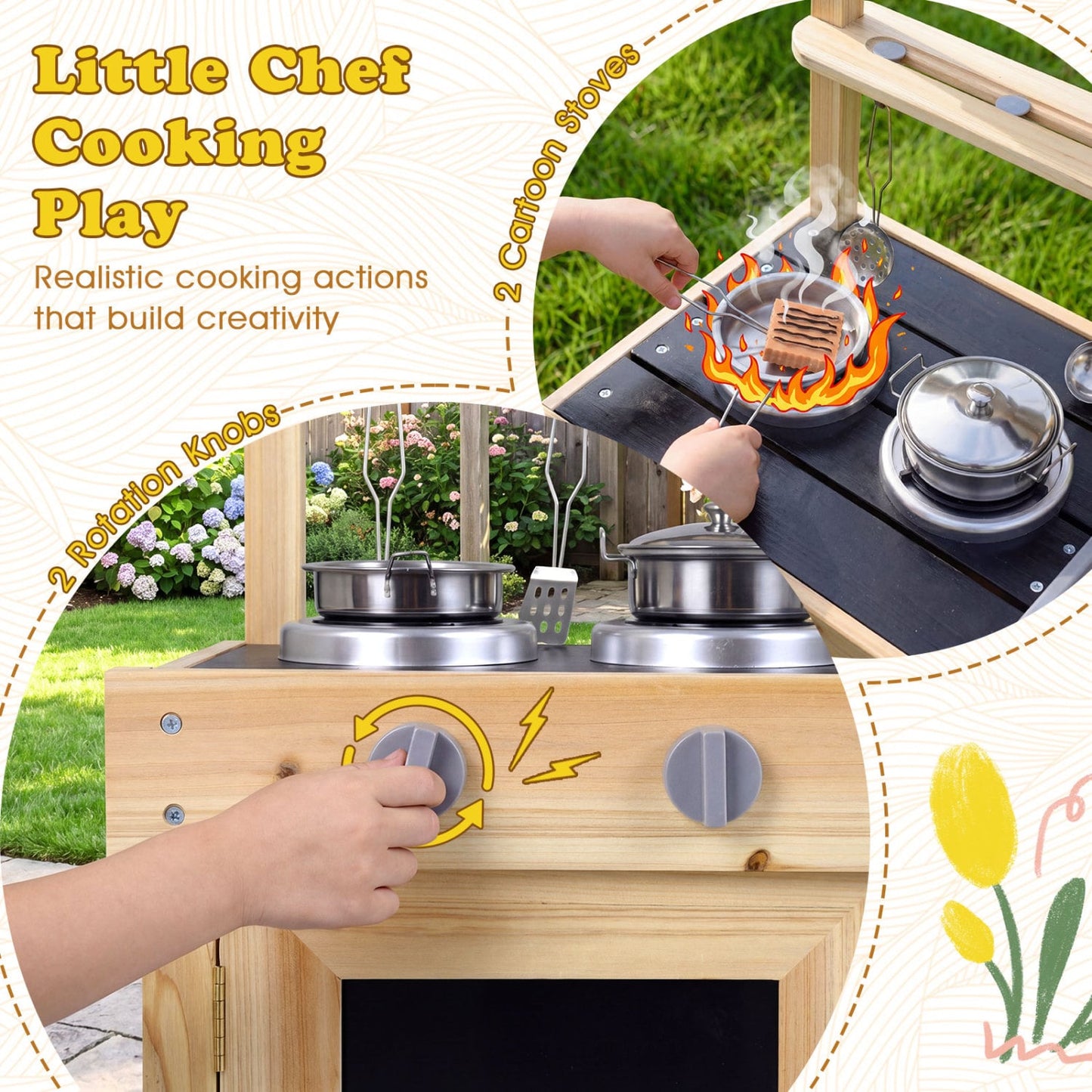 Kids Mud Kitchen Playset, Outdoor Play Kitchen, 2 Removable Sinks, Natural Play Kitchen Sets at Gallery Canada