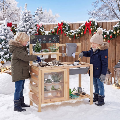 Mud Kitchen Playset With Sink, Plants Observation Room, Natural Play Kitchen Sets at Gallery Canada