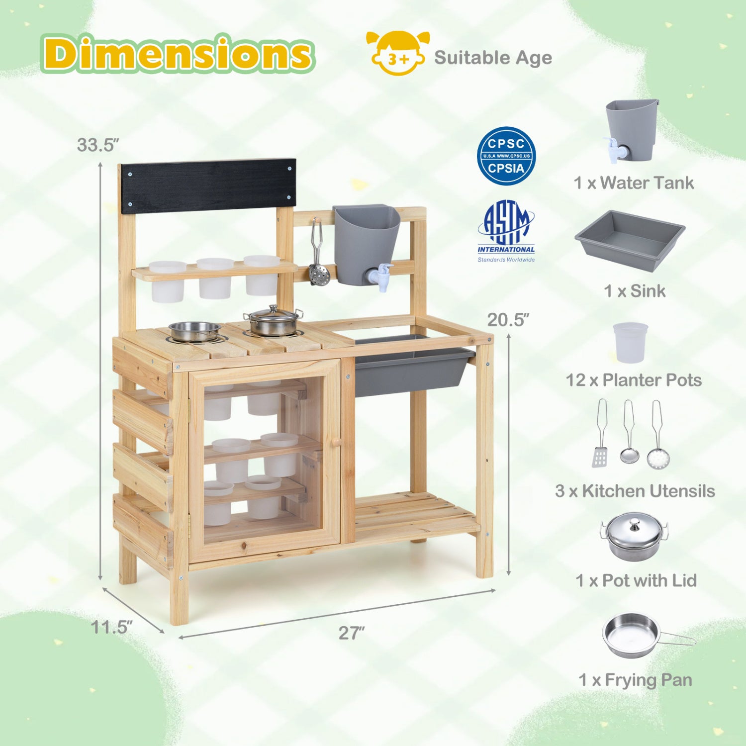 Mud Kitchen Playset With Sink, Plants Observation Room, Natural Play Kitchen Sets at Gallery Canada