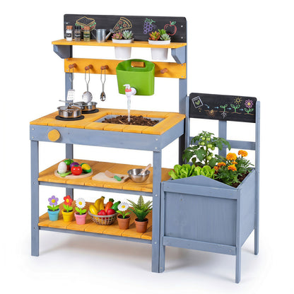 Mud Kitchen Set for Kids with Water Reservoir, Yellow