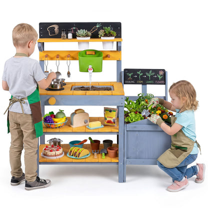 Mud Kitchen Set for Kids with Water Reservoir, Yellow