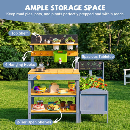 Mud Kitchen Set for Kids with Water Reservoir, Yellow