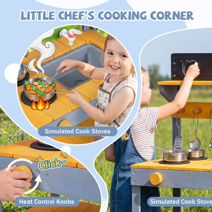 Mud Kitchen Set for Kids with Water Reservoir, Yellow