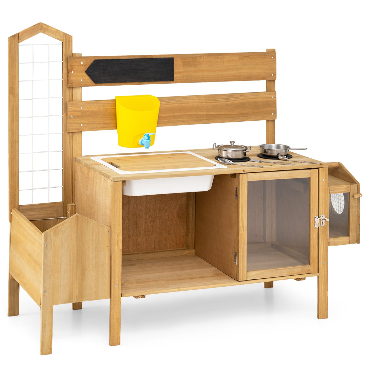 Mud Kitchen for Kids with Detachable Bird Cage and Stoves, Natural Play Kitchen Sets at Gallery Canada