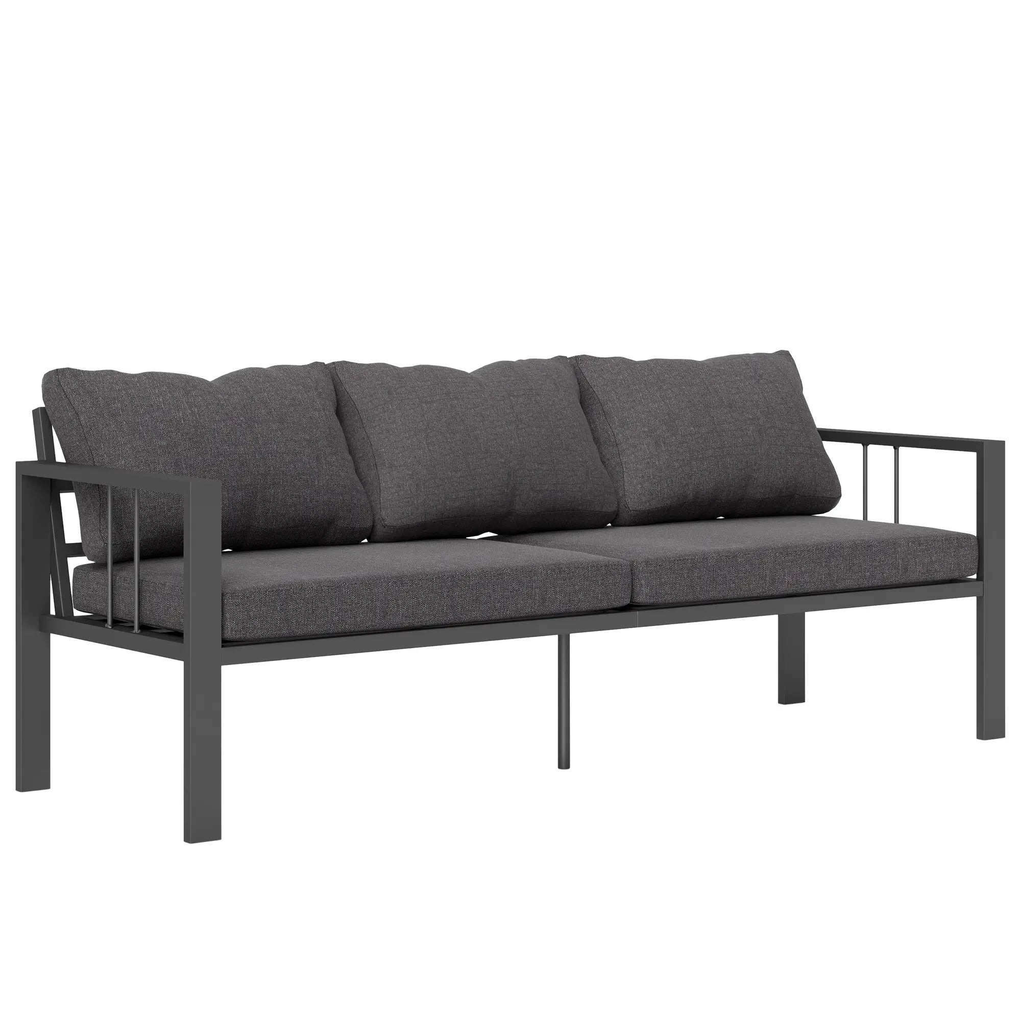 3-Seat Aluminum Outdoor Couch with Cushions, Wide Seat, Dark Grey Patio Chairs at Gallery Canada