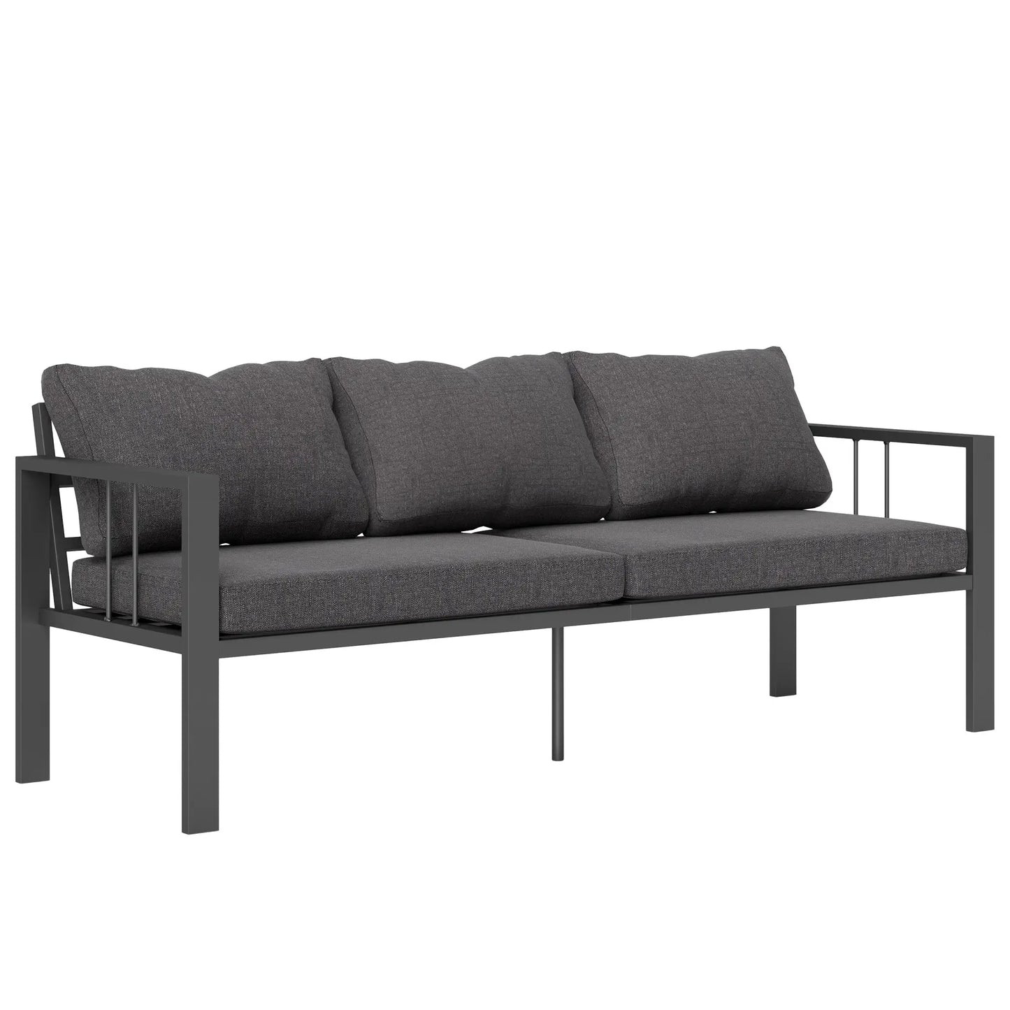 3-Seat Aluminum Outdoor Couch with Cushions, Wide Seat, Dark Grey Patio Chairs at Gallery Canada