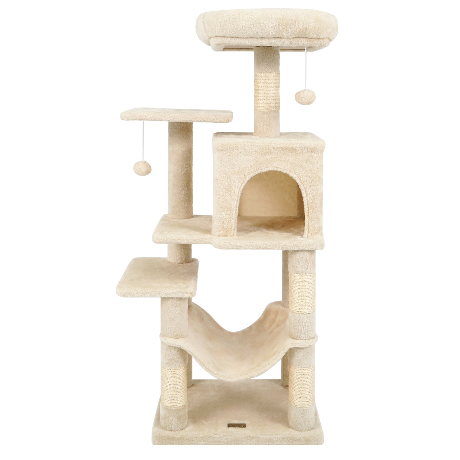 Multi-Level Cat Tower with 2-Door Condo and Padded Top Perch, Beige Cat Trees Condos & Scratchers at Gallery Canada