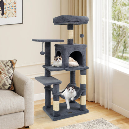 Multi-Level Cat Tower with 2-Door Condo and Padded Top Perch, Gray Cat Trees Condos & Scratchers at Gallery Canada