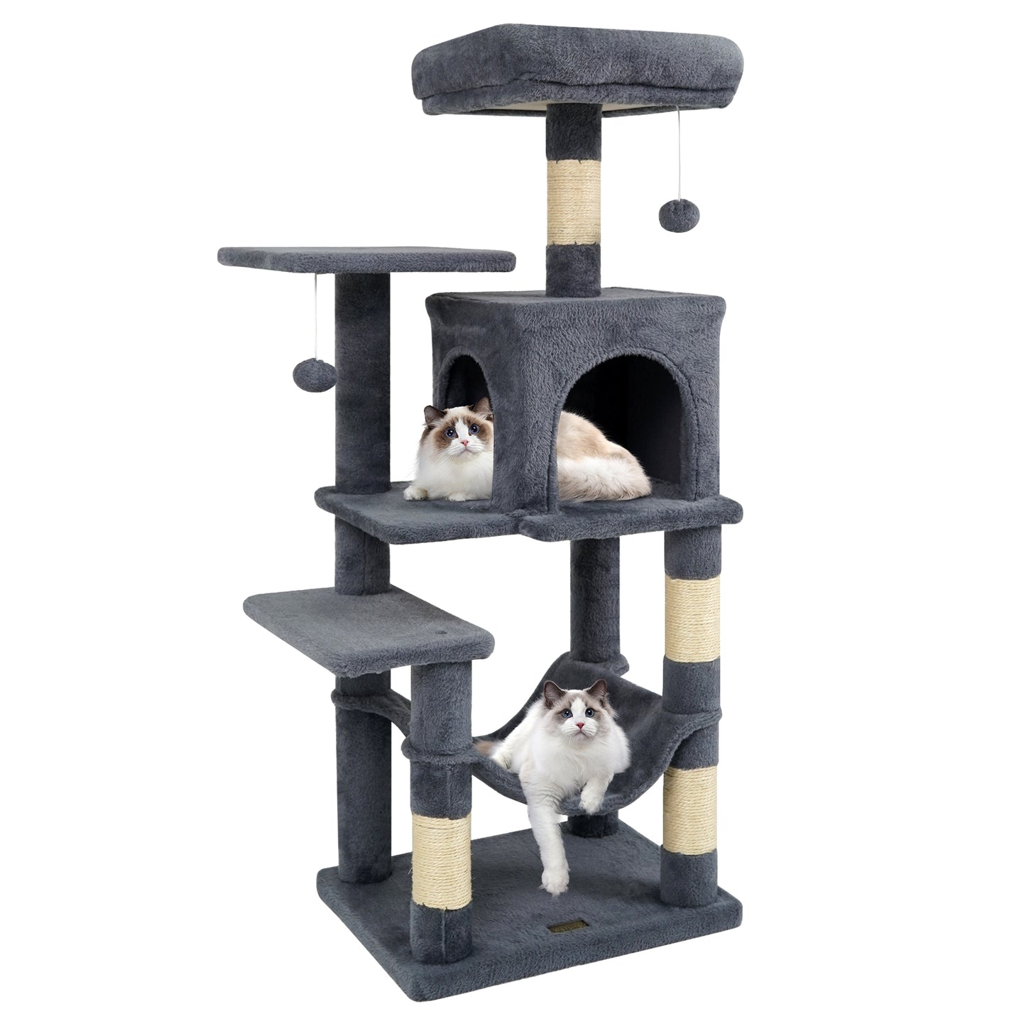 Multi-Level Cat Tower with 2-Door Condo and Padded Top Perch, Gray Cat Trees Condos & Scratchers Gray at Gallery Canada