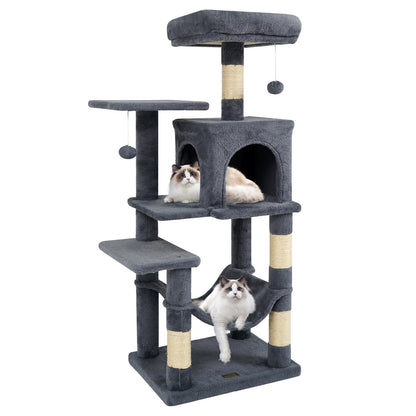 Multi-Level Cat Tower with 2-Door Condo and Padded Top Perch, Gray Cat Trees Condos & Scratchers at Gallery Canada