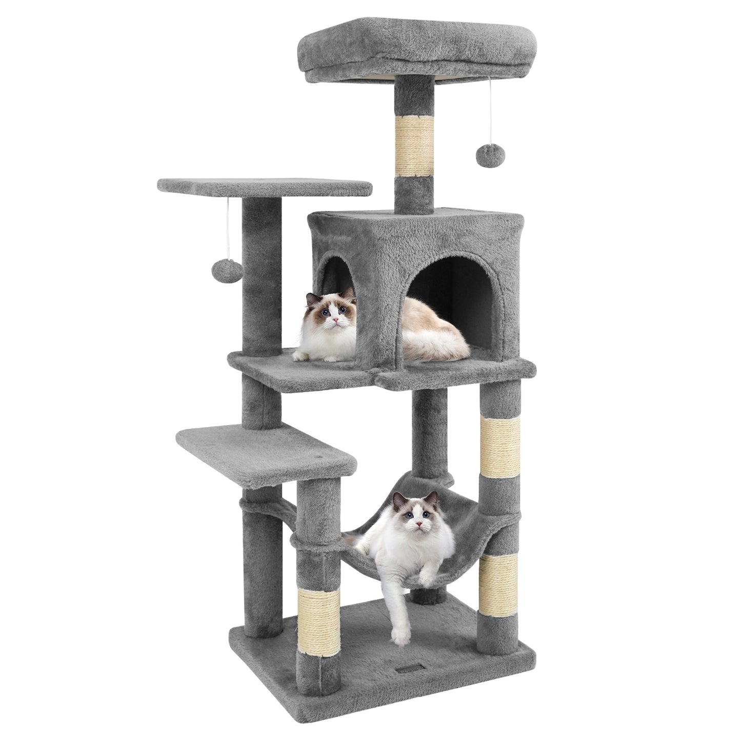 Multi-Level Cat Tower with 2-Door Condo and Padded Top Perch, Light Gray Cat Trees Condos & Scratchers at Gallery Canada