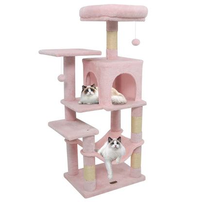 Multi-Level Cat Tower with 2-Door Condo and Padded Top Perch, Pink Cat Trees Condos & Scratchers Pink at Gallery Canada