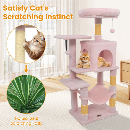 Multi-Level Cat Tower with 2-Door Condo and Padded Top Perch, Pink Cat Trees Condos & Scratchers at Gallery Canada