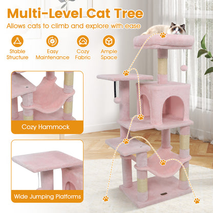 Multi-Level Cat Tower with 2-Door Condo and Padded Top Perch, Pink Cat Trees Condos & Scratchers at Gallery Canada