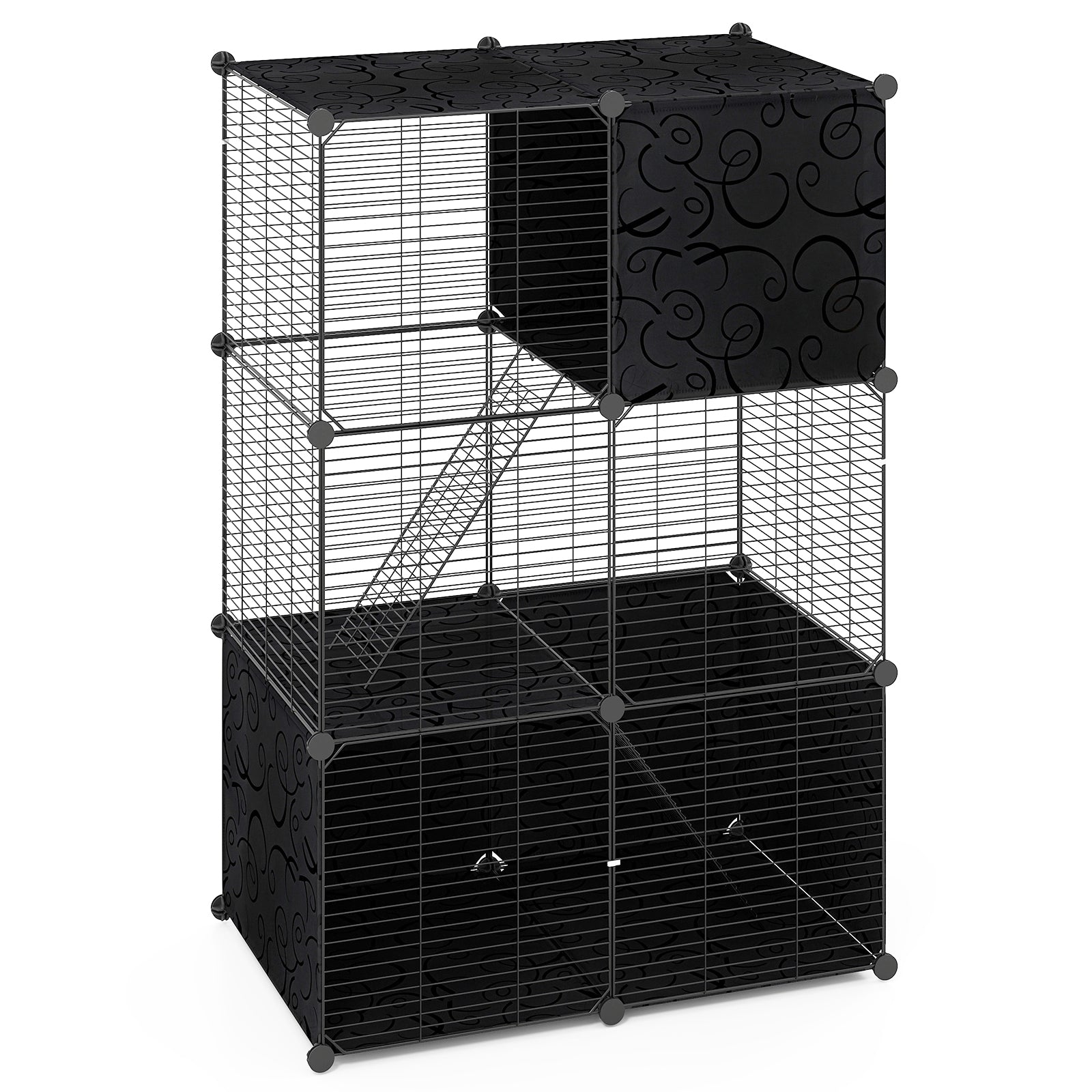 Multi-Level Cat Tower with 2-Door Condo and Hammock, Black Cat Houses Black at Gallery Canada