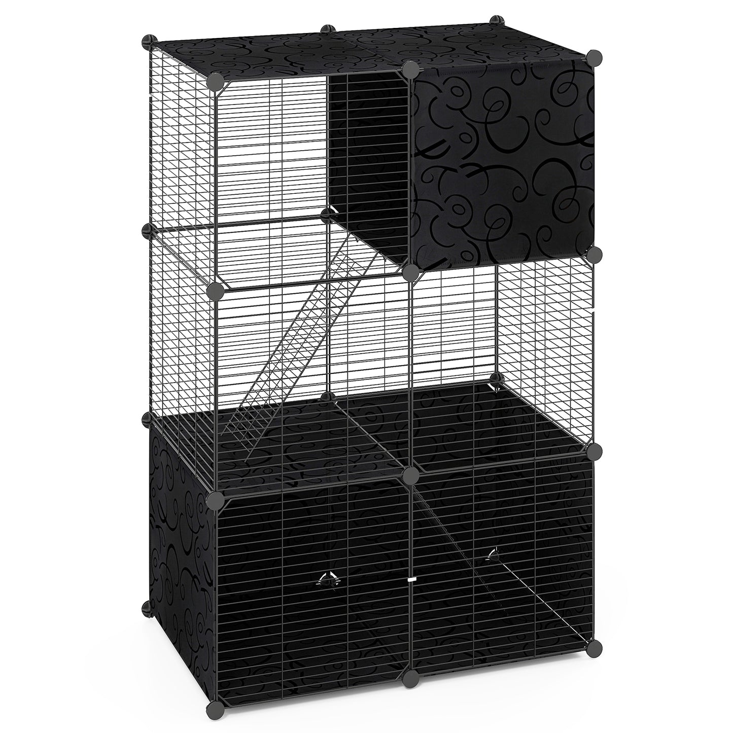 Multi-Level Cat Tower with 2-Door Condo and Hammock, Black Cat Houses Black at Gallery Canada