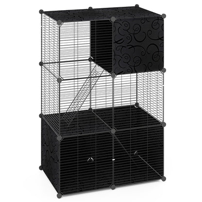 Multi-Level Cat Tower with 2-Door Condo and Hammock, Black Cat Houses Black at Gallery Canada