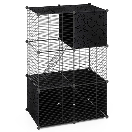 Multi-Level Cat Tower with 2-Door Condo and Hammock, Black Cat Houses Black at Gallery Canada