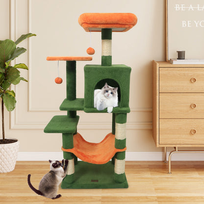 Multi-Level Cat Tower, 2-Door Condo, Padded Top Perch, Green Cat Trees Condos & Scratchers at Gallery Canada