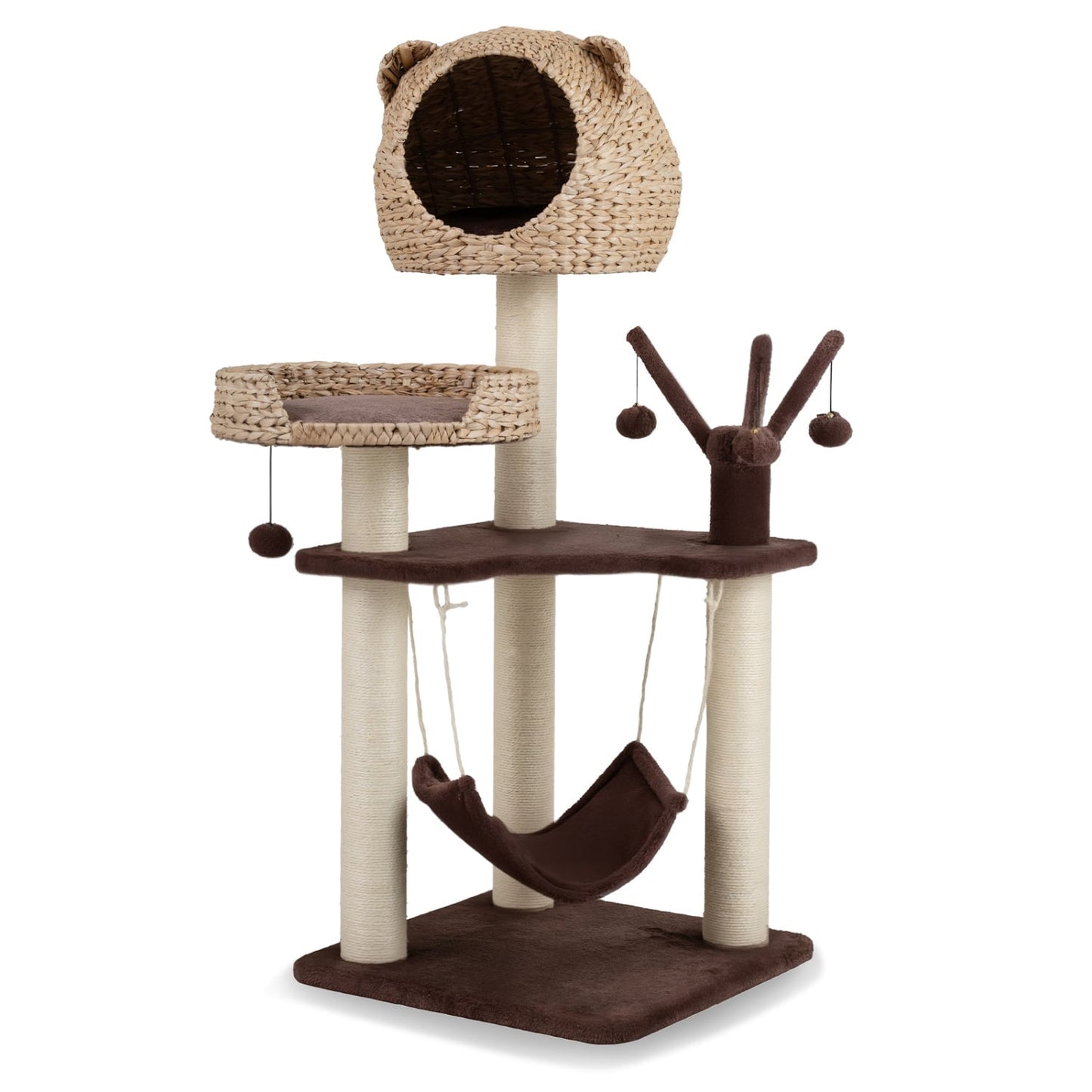 Multi-Level Cat Tree With Condo, Hammock, Rotatable Balls, Brown Cat Trees Condos & Scratchers at Gallery Canada