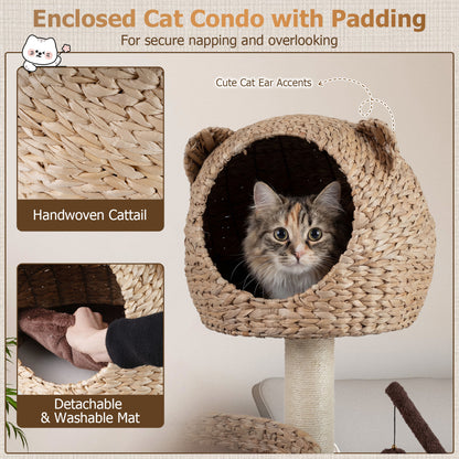 Multi-Level Cat Tree With Condo, Hammock, Rotatable Balls, Brown Cat Trees Condos & Scratchers at Gallery Canada