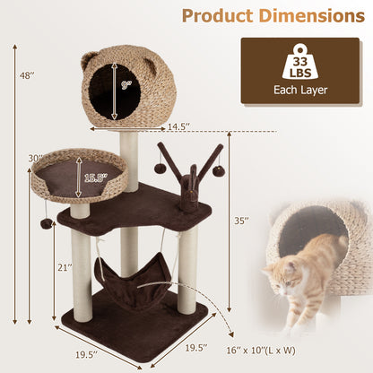 Multi-Level Cat Tree With Condo, Hammock, Rotatable Balls, Brown Cat Trees Condos & Scratchers at Gallery Canada