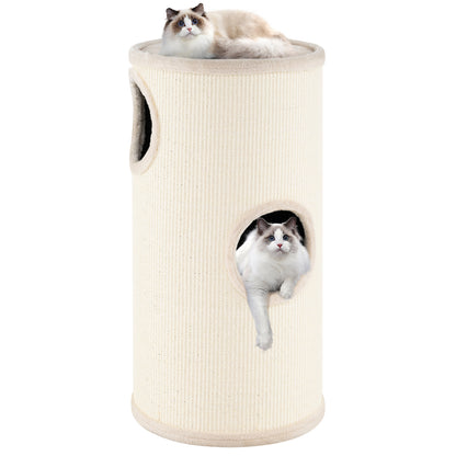 Multi-level Cat House with Sisal Scratching Pad, Beige Cat Houses at Gallery Canada