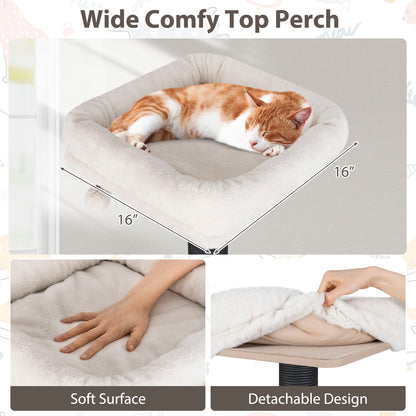 Multi-level Cat Tree for Indoor Cat 59.5 inch Tall Cat Tower with Cushion Top Perch, Brown Cat Trees Condos & Scratchers at Gallery Canada