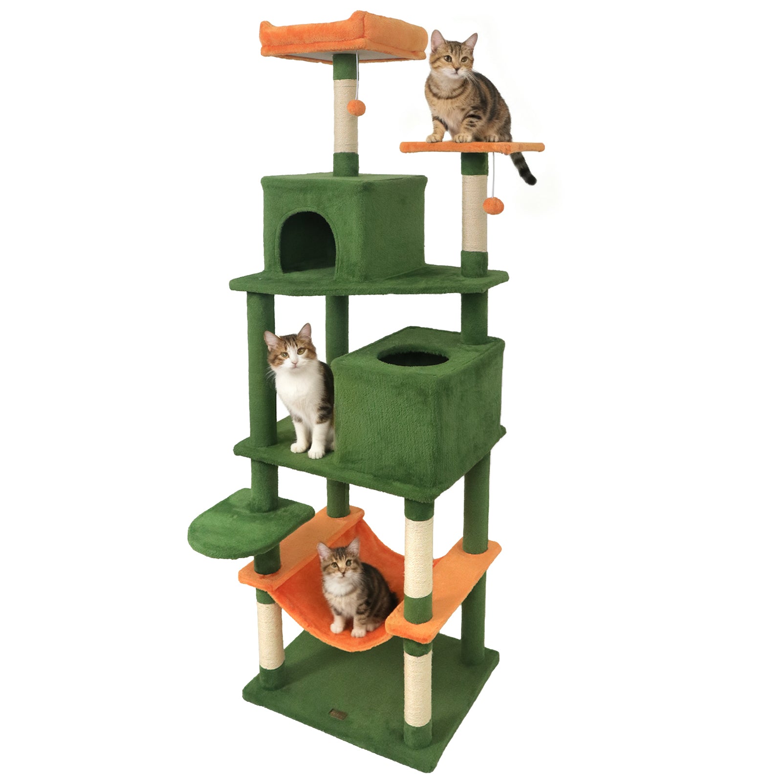 Multi-Level Cat Tree, Modern Cat Tower, Upholstered Perch, 2 Cat Condo, Green Cat Trees Condos & Scratchers at Gallery Canada