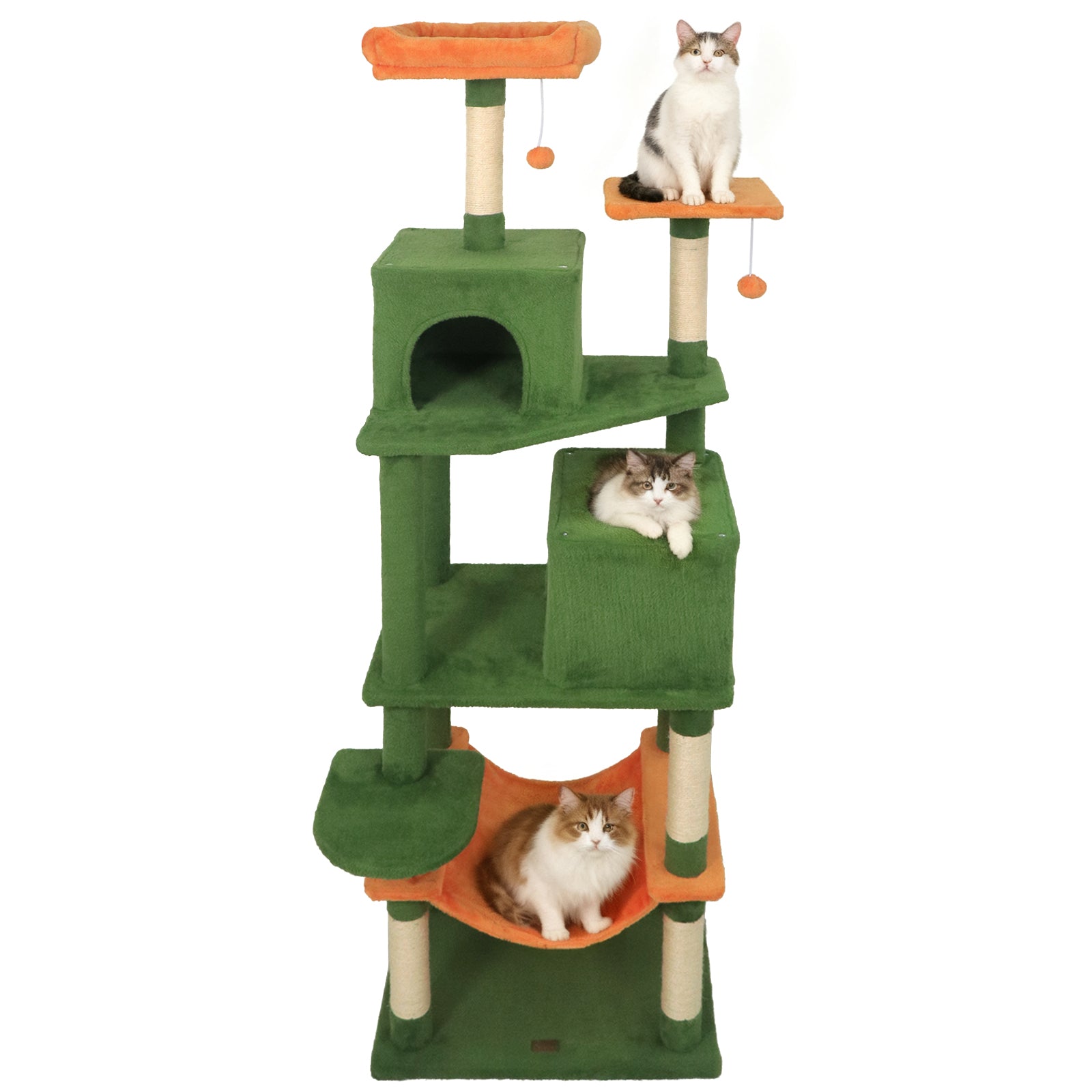 Multi-Level Cat Tree, Modern Cat Tower, Upholstered Perch, 2 Cat Condo, Green Cat Trees Condos & Scratchers at Gallery Canada