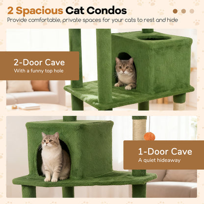 Multi-Level Cat Tree, Modern Cat Tower, Upholstered Perch, 2 Cat Condo, Green Cat Trees Condos & Scratchers at Gallery Canada