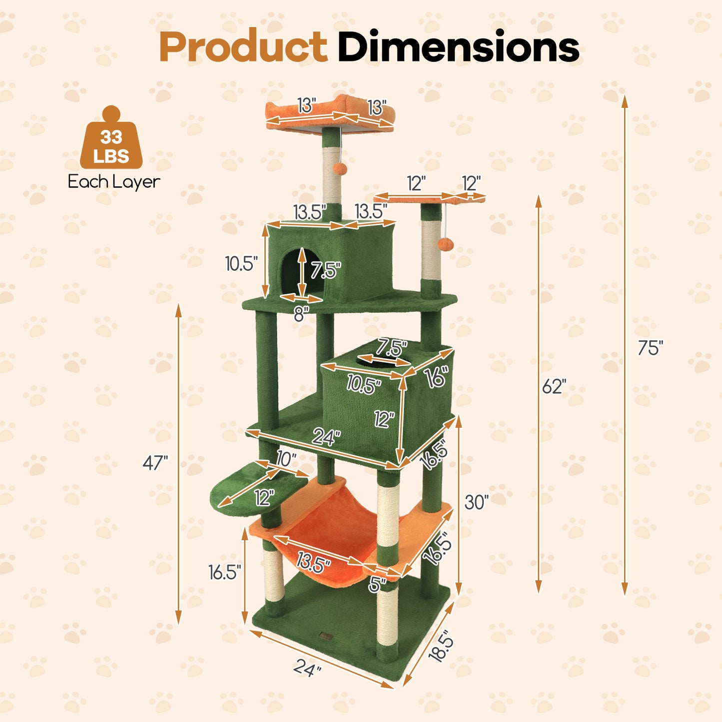 Multi-Level Cat Tree, Modern Cat Tower, Upholstered Perch, 2 Cat Condo, Green Cat Trees Condos & Scratchers at Gallery Canada