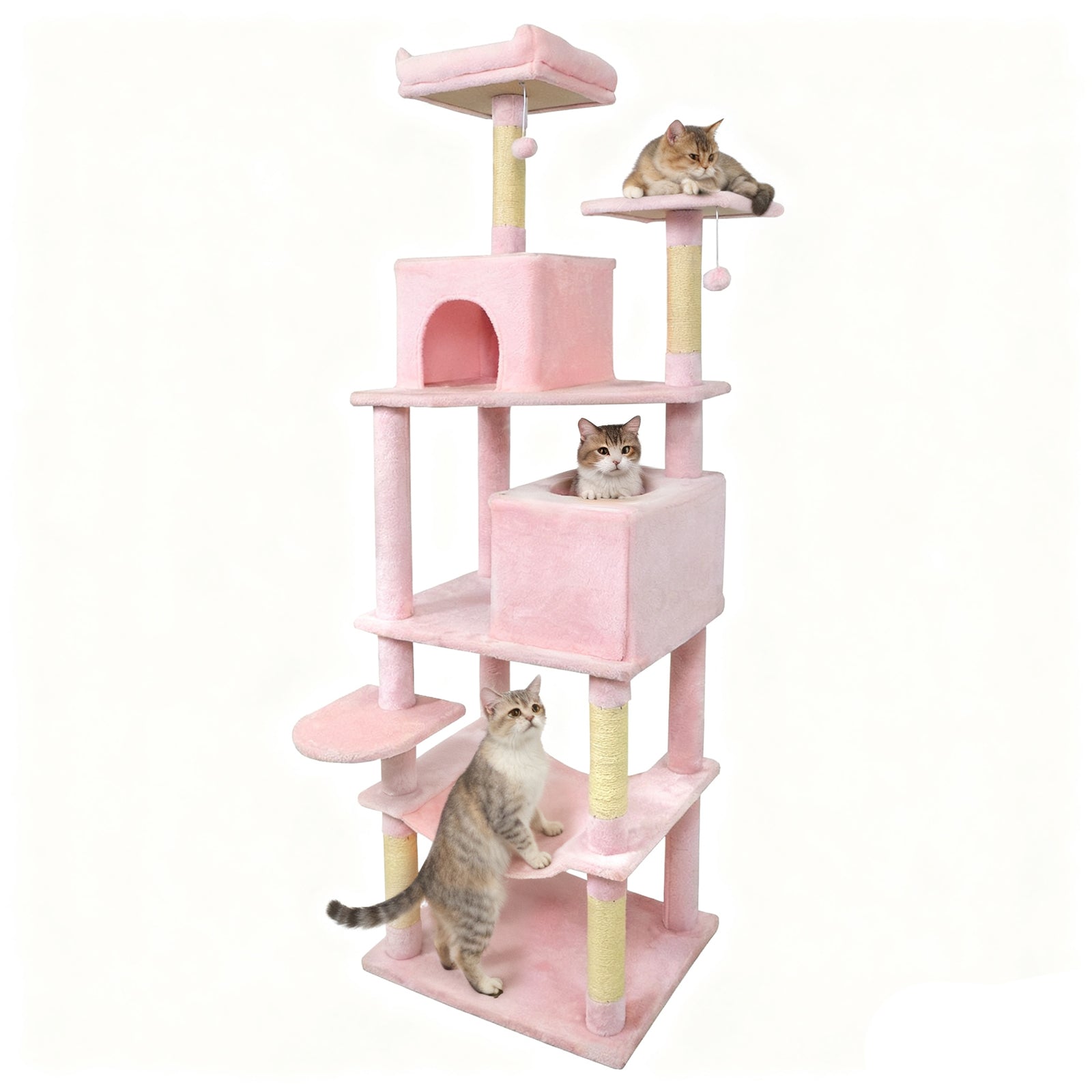 Multi-Level Cat Tree Tower, Upholstered Perch, 2 Condos, Pink Cat Trees Condos & Scratchers at Gallery Canada