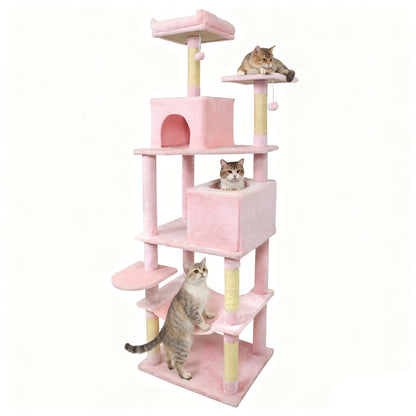 Multi-Level Cat Tree Tower, Upholstered Perch, 2 Condos, Pink Cat Trees Condos & Scratchers at Gallery Canada