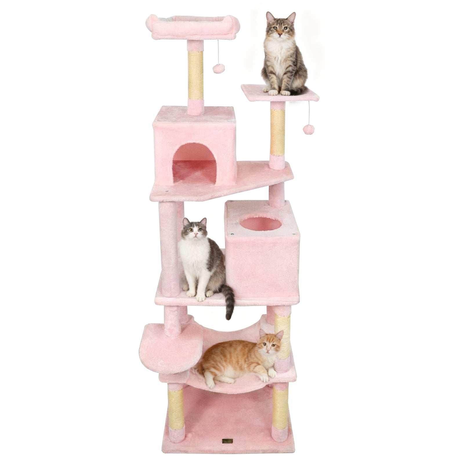 Multi-Level Cat Tree Tower, Upholstered Perch, 2 Condos, Pink Cat Trees Condos & Scratchers at Gallery Canada