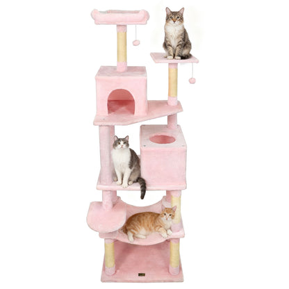 Multi-Level Cat Tree Tower, Upholstered Perch, 2 Condos, Pink Cat Trees Condos & Scratchers at Gallery Canada