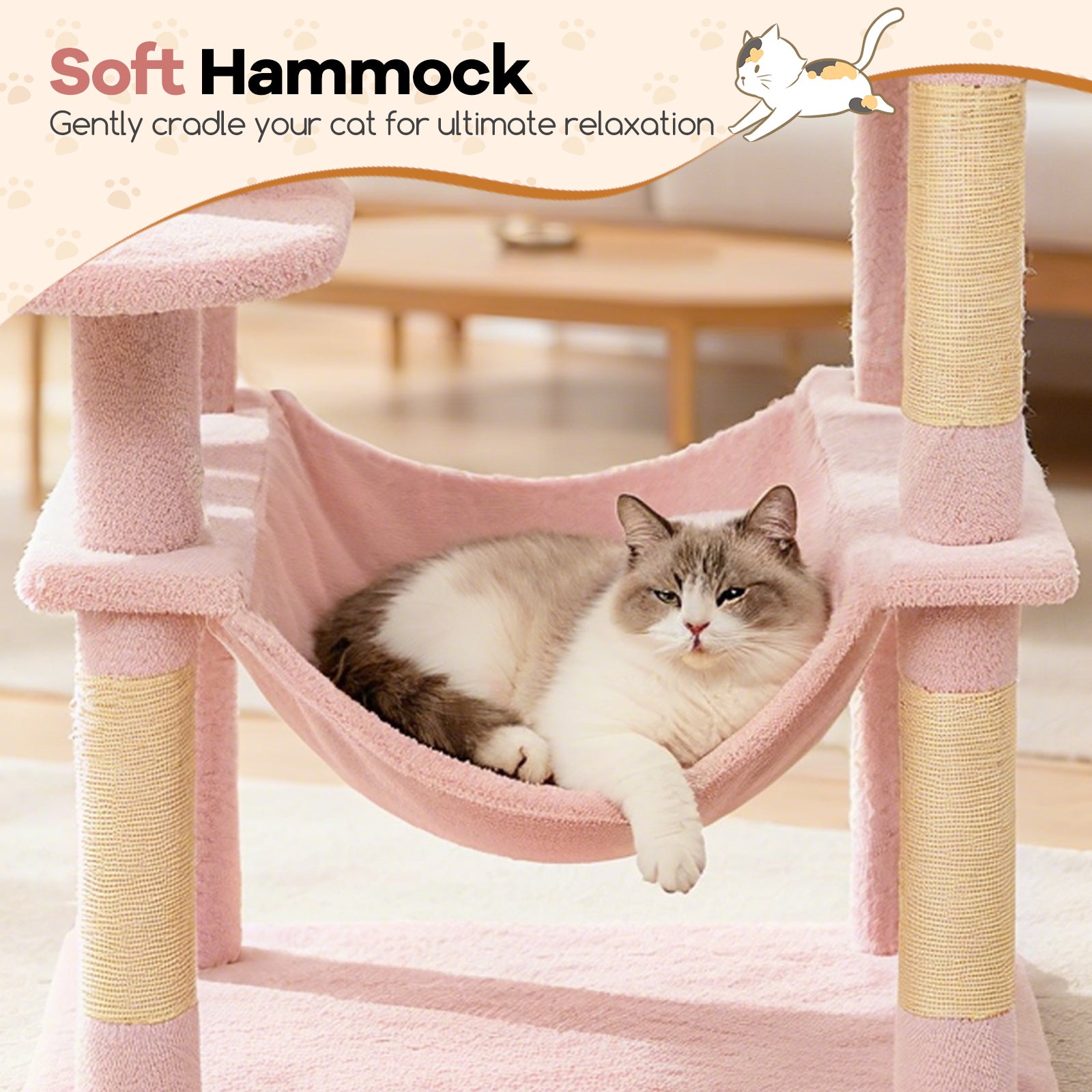 Multi-Level Cat Tree Tower, Upholstered Perch, 2 Condos, Pink Cat Trees Condos & Scratchers at Gallery Canada