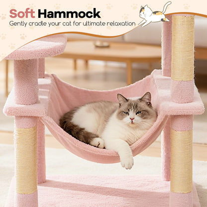 Multi-Level Cat Tree Tower, Upholstered Perch, 2 Condos, Pink Cat Trees Condos & Scratchers at Gallery Canada