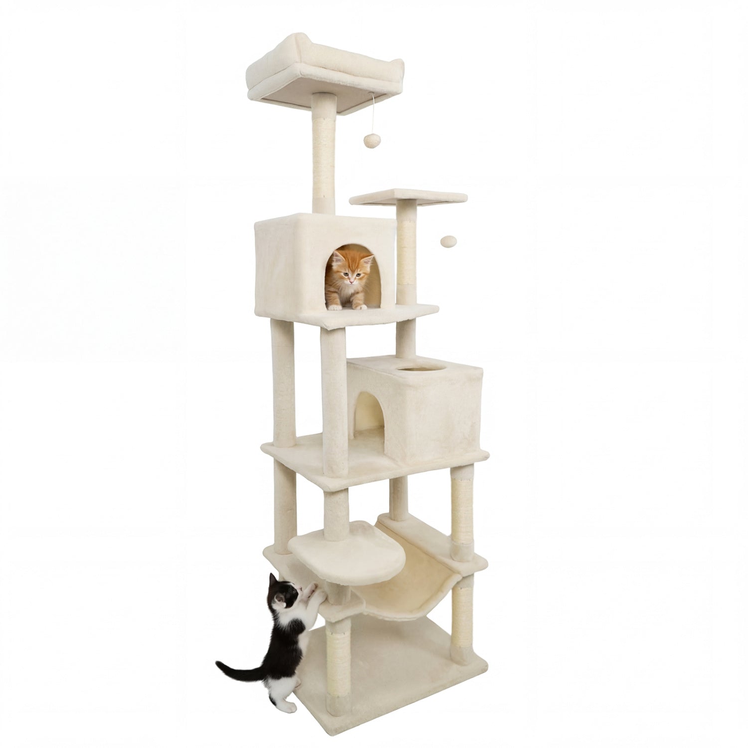 Multi-Level Cat Tree With Upholstered Perch, 2 Condos, Beige Cat Trees Condos & Scratchers at Gallery Canada
